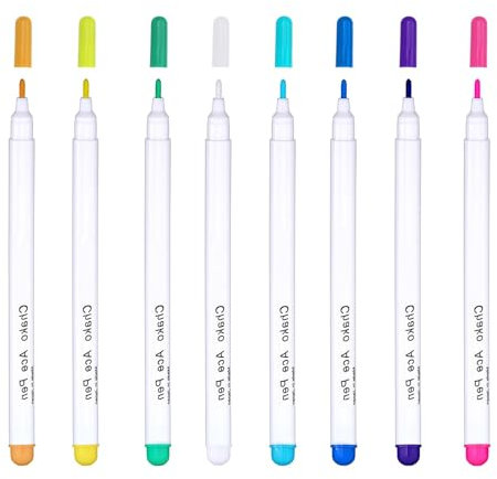 Nodcows 8 Stücke Stoff Markierstift Wasserlöslich, Trickmarker Nähen, Stift Zum Sticken für stoffmarker Selbstlöschend, Wasser Löschbaren Markierstift Stoff, Textilstifte Auswaschbar (8 Farben)