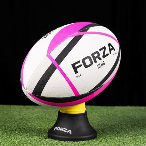 FORZA Ballons de Rugby [Pack de 12] | Ballons d’Entraînement et de Match | Sac de Transport Inclus (Club (Rose), 5)