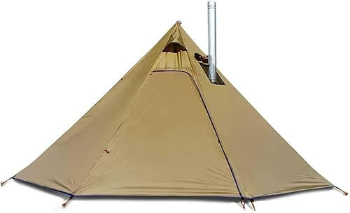GWWBD Pyramidenzelt Heiße Zelte mit Ofenloch Fenster Outdoor Camping Familie Tipi Zelt für 2-4 Personen