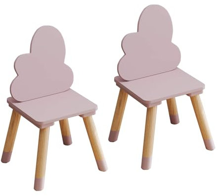 Rebecca Mobili Set 2 Seggiole per Bambini, Sedie Robuste, MDF Pino, Rosa Marrone, per Cameretta, Schienale a Nuvola - Misure HxLxP: 50 x 25 x 25 cm - Art. RE7015