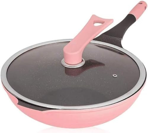 IUBGFTO Wok rose, élégant et exquis, poignée anti-brûlure