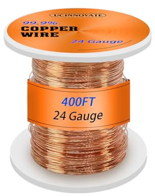 UCINNOVATE Alambre de cobre puro de calibre 24, 122 m de diámetro y 0,5 mm de diámetro, alambre de cobre sólido suave para la fabricación de joyas, artesanía y aplicaciones eléctricas, alambre de