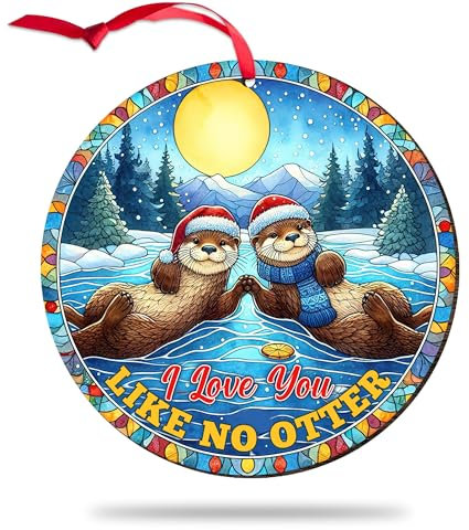 MUCHNEE Otter Weihnachtsschmuck 2024, Otter-Geschenke für Männer und Frauen, Otterliebhaber, Paare, Seeotter-Ornament, Andenken, Geschenk für Kinder, Jungen, Mädchen, Sie Ihn zum Geburtstag,