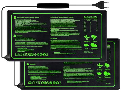 Hyindoor Heizmatte Pflanzen Sämling Wärmematte wasserdichte Heizmatte 21Watt Pflanzen Heizkissen für Sämling Germination Innengarten Gewächshaus, 2 Stück