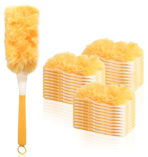 Lot de 30 plumeaux à poussière en microfibre avec 1 poignée 360° contre la poussière - Recharge électrostatique pour la maison, l'école, le bureau