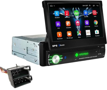 Wivplex Android 9.0 Autoradio GPS Wifi Autoradio retrattile 1 Din 7 ''Touch Screen Car Multimedia Lettore MP5 Fotocamera di supporto NO DVD Lettore multimediale radiofonico(2G-32G)