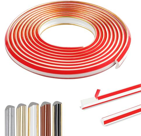 300cm Flexible Moulure Plafond Adhesive,PVC Moulure Murale ImperméAble, Moulure Decorative,Baguette De Finition Quart De Rond PVC Pour Mur, Coin De Bord,Porte Et Miroir Bord (12 X 9mm / Or Blanc)