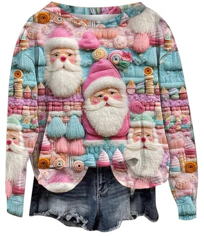 Qixiu Familien Weihnachtspullover,Weihnachtspullover der Ringe,pullikleid Damen talienbetont,Oversize Weihnachtspullover Damen,Damen Hoodie ohne Kapuze,Damen Shirt,Damen Strickjacke,Weihnachts Hoodie