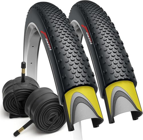Fincci Fahrradreifen 700x38c, 40-622 - Paar Fahrradmantel 28 Zoll mit 1 mm Pannenschutz & 2X Fahrradschlauch 40-622 Schrader Ventil - Gravel Falt Reifen 60 TPI für E-Bike, Hybrid, Rennrad & Tourenrad