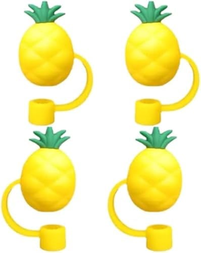 4Pcs Yellow Pineapple Straw Cover for Stanley 40&30 Oz Cup, 8mm Silicone Straw Covers Cap for Stanley Cup Accessories, Cute Straw Topper for Tumblers, Straw Cap Stopper for Reusable Straws Tip Lids