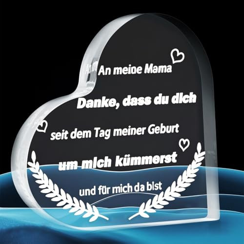 Emibele Geschenke für Mutter, Mama Geburtstag Geschenke, Graviertes Acrylblock-Puzzleteil Plakette Dekorationen für Mama von Tochter Sohn, Weihnachten Muttertag Geburtstag Geschenk für Mami