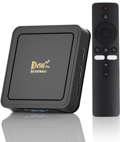 8K Ultra HD Streaming Box & Media Player mit Android 14.0, 2.4/5GHz Wi-Fi, 2GB RAM 16GB ROM, HDR10+ & Dolby Vision – Perfekt für Filme, Serien und Spiele (Schwarze)