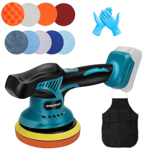 Cordless Car Buffer Polisher Compatible with Makita 18V Battery, 6 Inch Car Polishing Machine with Attachments, 6 Speeds Cordless Auto Polisher (Battery Not Included)