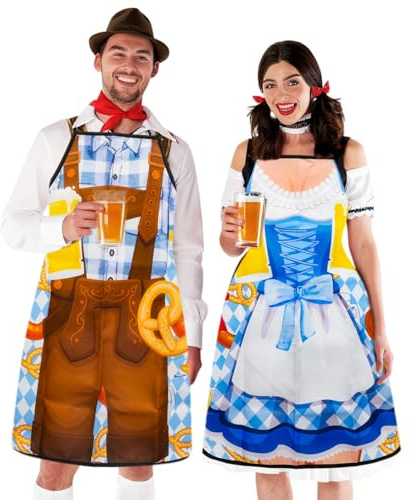 UICCVOKK 2 Stück Motiv Schürze,Lustige Küchenschürze, Lustige Grillschürze, Oktoberfest Schürze, Küchenschürzen für Männer und Frauen für das Oktoberfest, Freien, Kochen, Gärtnern, Keramikkunst