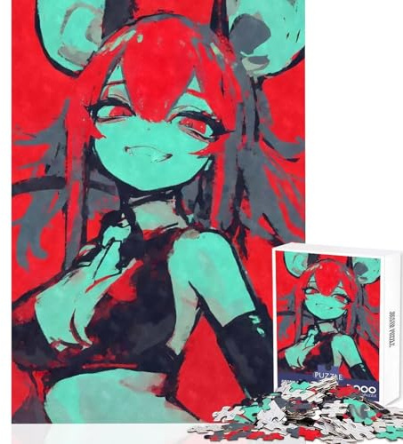 1000-teiliges Puzzle für Erwachsene ästhetisches Anime-Motiv mit Maus Ratte und Mädchen 1000-teiliges Puzzle Wanddekoration Lernspiel Spaß für Zuhause (38x26cm)