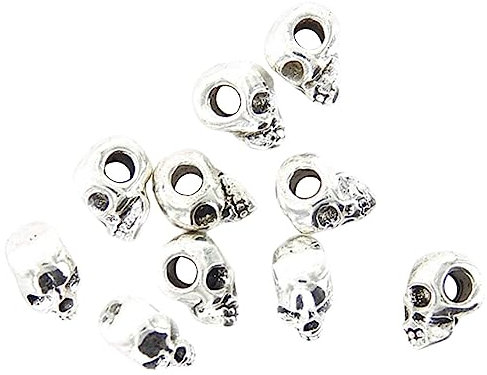Soccik Totenkopf Schädel Spacer Perlen Beads Macroporous Totenkopf Perlen Für DIY Halskette Armbänder 10 Stück
