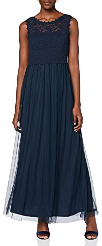 Vila Damen Vilynnea Maxi Dress - Noos Partykleid, Blau (Total Eclipse), 42 EU