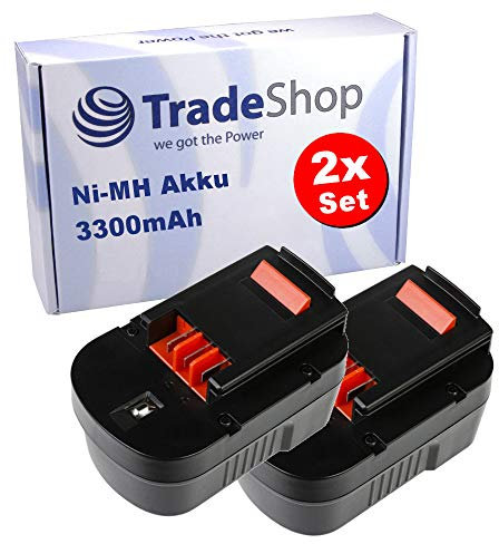 Lot de 2 batteries Ni-MH haute performance remplace 499936-34, 499936-35, A14, A144, A144EX, A14E H1, A14F pour outils Black&Decker avec batterie 14,4 V / 3300 mAh