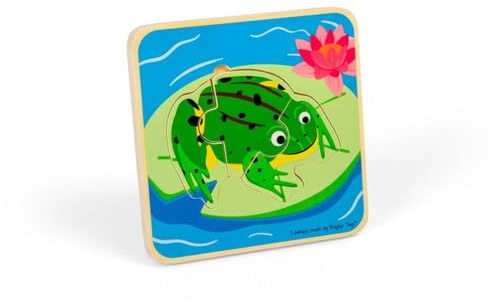 Bigjigs Toys Frog Lifecycle Puzzle, 4 Piece Chunky Jigsaw | Frog Life Cycle Learning Puzzle, Educational Gift for Kids & Toddlers, Age 2+