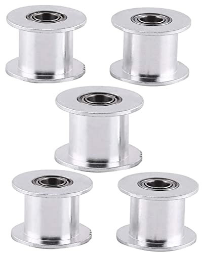 5 Stück 2GT Glatte Art Riemenscheibe Rad 5mm Bohrung ohne Zähne für Drucker 10mm breite Aluminium-Zahnriemen-Umlenkrolle 3D-Drucker-Zubehör