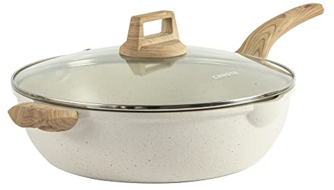 CAROTE Padella con coperchio, antiaderente, a induzione, con coperchio, per tutti i piani cottura, 32 cm/6 litri