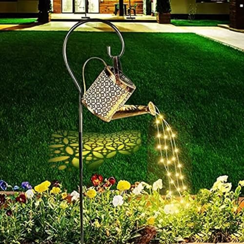Solar Gießkanne Licht mit Lichterkette,Außen Solar LED Licht für den Außenbereich, Lichterkette zum Aufhängen, wasserdicht, dekorative Duschlichter für Gartentisch, Terrasse,Gehweg (Kupfermünzen)