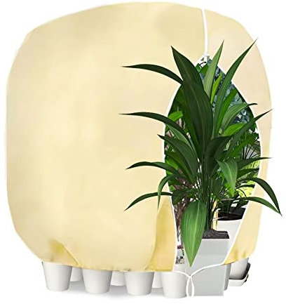 WEALSFUN Winterschutz für Pflanzen,Winterschutz Kübelpflanzensack Schutzhülle für Pflanzen als Baum Palmen Balkonpflanzen haube Zelt Atmungsaktiv - Reißfest,beige 200x240cm