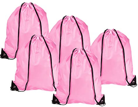 PATIKIL 10Pack Nylon Turnbeutel Drawstring Bags 42x34cm Kordelzug Tasche Gurtband für Gym Sport Reisen Rosa