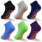 GRPSKCOS Stoppersocken Kinder Yoga Trampolin Socken Rutschfestesocken Kinder 6 Paar Innenbereich ABS Socken für Jungen Mädchen (01 Schwarz+Grau+Navy+Blau+Grün+Dunkelviolett, 6-9 Jahre)