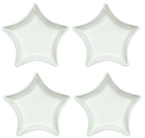 SOCOSY Plato de cerámica multiusos en forma de estrella para condimentos, platos de sushi, platos para aperitivos, platos para servir platos (juego de 4)