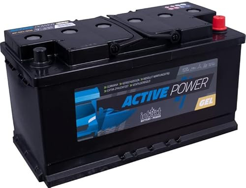 intAct GEL Versorgungsbatterie 12V 84Ah - speziell für Camping, Wohnmobil und Boote - auslaufsichere und wartungsfreie GEL-Batterie - Maße (LxBxH): 353x175x190mm, Pluspol rechts