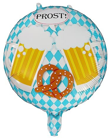 Oblique Unique® Folien Ballon mit Bierkrügen Brezeln Schriftzug Prost Oktoberfest Party Deko Bierglas Luftballon Hängedeko Bayern