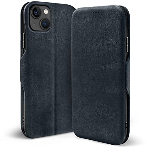 CoolGadget Flip Case Handy für iPhone 14 Shell Flip Case, dünne Business Klapphülle mit Magnetverschluss & Kartenfach, kompatibel mit iPhone 14 (6,1 Zoll), Blau