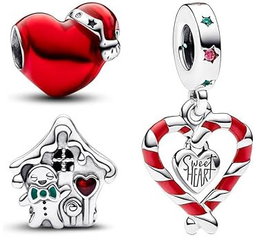 PHCLASY Christmas Charms 3in1 Set 925 Sterling Silber Bead Charm Zirkonia fit Der größte Teil Europas und Amerikas Armband&Halskette,Christmas Charms für Damen