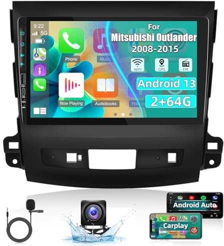 2+64G Android Autoradio für Mitsubishi Outlander 2/Peugeot 4007/Citroen C-Crosser 2008-2015 - 9 Zoll Touchscreen Autoradio mit Carplay & Android Auto - WiFi GPS Mirror Link