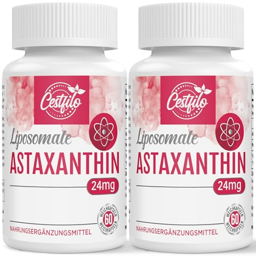 Liposomales Astaxanthin Ergänzungsmittel 24 mg, Glutenfrei, Gentechnikfrei (60 Stück (2er-pack))