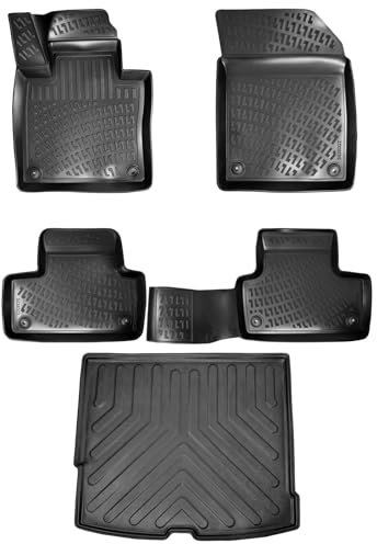 fussmattenprofi.com 3D Auto Gummimatten & Kofferraumwanne Set für Volvo XC-60 II (2.Gen) Baujahr ab 2017 | Hoher Rand Allwetter Auto Fussmatten I TPE Geruchlos rutschfest Fußmatten Zubehör