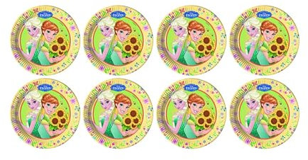 ALMACENESADAN, 5121, Pack fiesta cumpleaños; pack 8 platos de cartón 23 cm; de la licencia (Frozen)