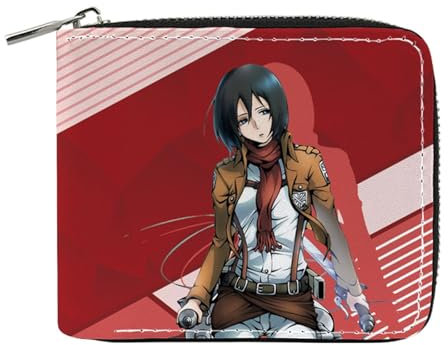 ZILUXI Attack On Ti-tan Anime Wallet, Geldbörse Damen Leder mit Reißverschluss, Reisegeldbeutel für Geburtstagsgeschenk Jugend(Color:Multicolor 3)