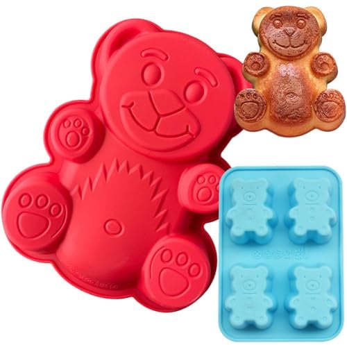 HGSHUO Silikonformen Teddybär Backform Kuchenform Silikon Form 3D Kuchenbackform Mousse Bär Schokoladenformen Motivbackformen Gelee Dessert Soap Geburtstag Halloween Weihnachten
