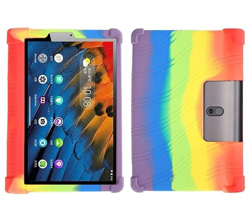 Funda para tablet Lenovo Yoga Smart Tab YT-X705F de 10.1 pulgadas, apta para niños, funda de silicona suave ajustable con soporte para yoga Smart Tab con soporte de PC (arcoíris)