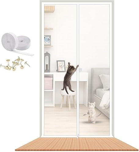 BOTIZR 95 cm X 200 cm, zanzariera for Gatti, zanzariera for Balcone, zanzariera for Porta, zanzariera for Gatti, impedisce ai Gatti di scappare, for Soggiorno, Camera da Letto, Cucina(90x210cm)