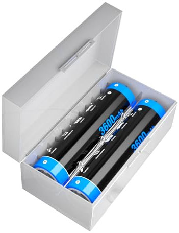 [3600mAh] Pack de 2 Piles pour Batterie supérieure Plate de 3.7v à Dessus Plat, Batterie Plate Rechargeable pour Lampe de Poche Appareil Photo, Lampe Frontale (IB-65O) (A)