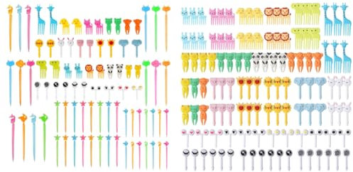 LYEAA 120 palillos de dientes de frutas reutilizables para niños pequeños, fiambrera, caja bento, tenedor de frutas
