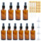 QMLING 10PCS Glass Spray Bottles, Amber Glass Spray Bottle with Funnel Dropper and Sticker, Refillable Small Spray Bottles 50ml and 30ml for Cleaning Perfume Essential Oils