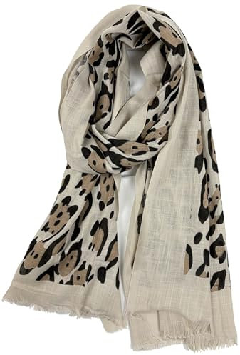 Van Der Rich ® - Schal mit Leopardenmuster Vintage-Tuch - Damen (Taupe24, TU)
