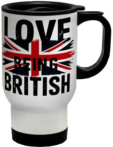 Shopagift Love Being British Britain Union Jack Proud UK Travel Mug Stainless Steel 14oz Cup