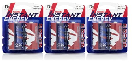 Roselle Instant Energy Ultra Alkaline D Size Batteries, LR20/AM1/1.5V (PACK OF 6)