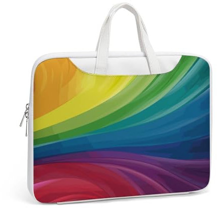 JZemdybill Leather Laptop Case, Colourful Rainbow Laptop Sleeves