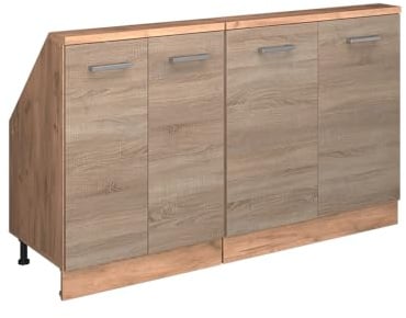 Vicco Dachschrägenschrank-Set Rion, Sonoma/Goldkraft Eiche | B140 x T46 cm, 2er Set, platzsparend für Dachschrägen